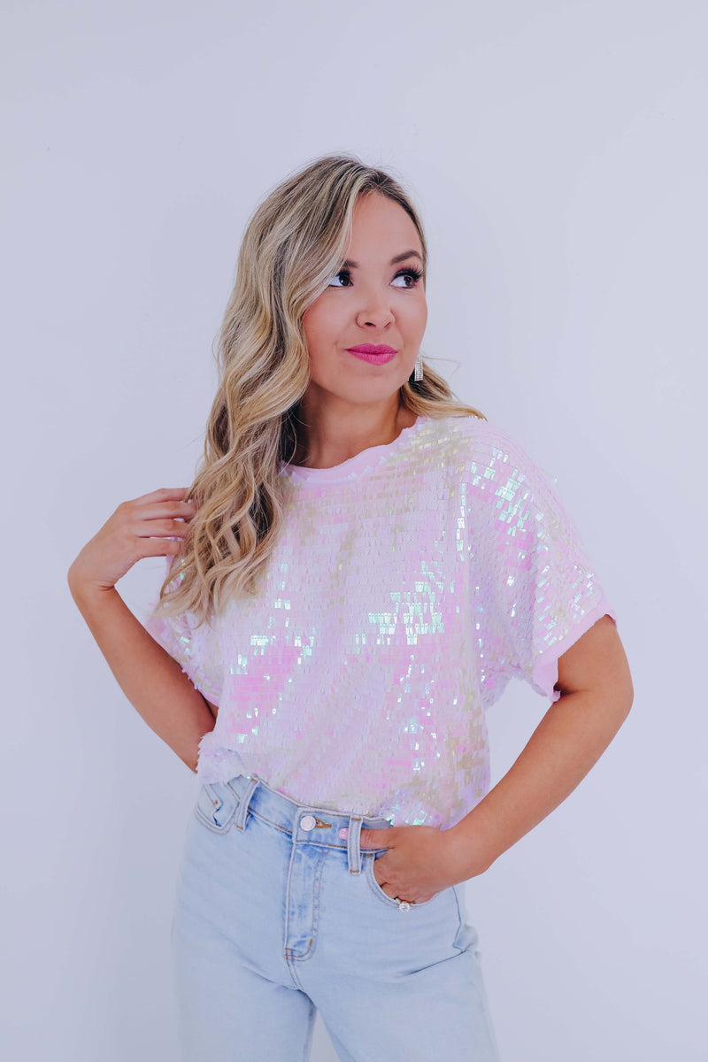 Sawyer Sequin Top - Pink Sequin main image 1