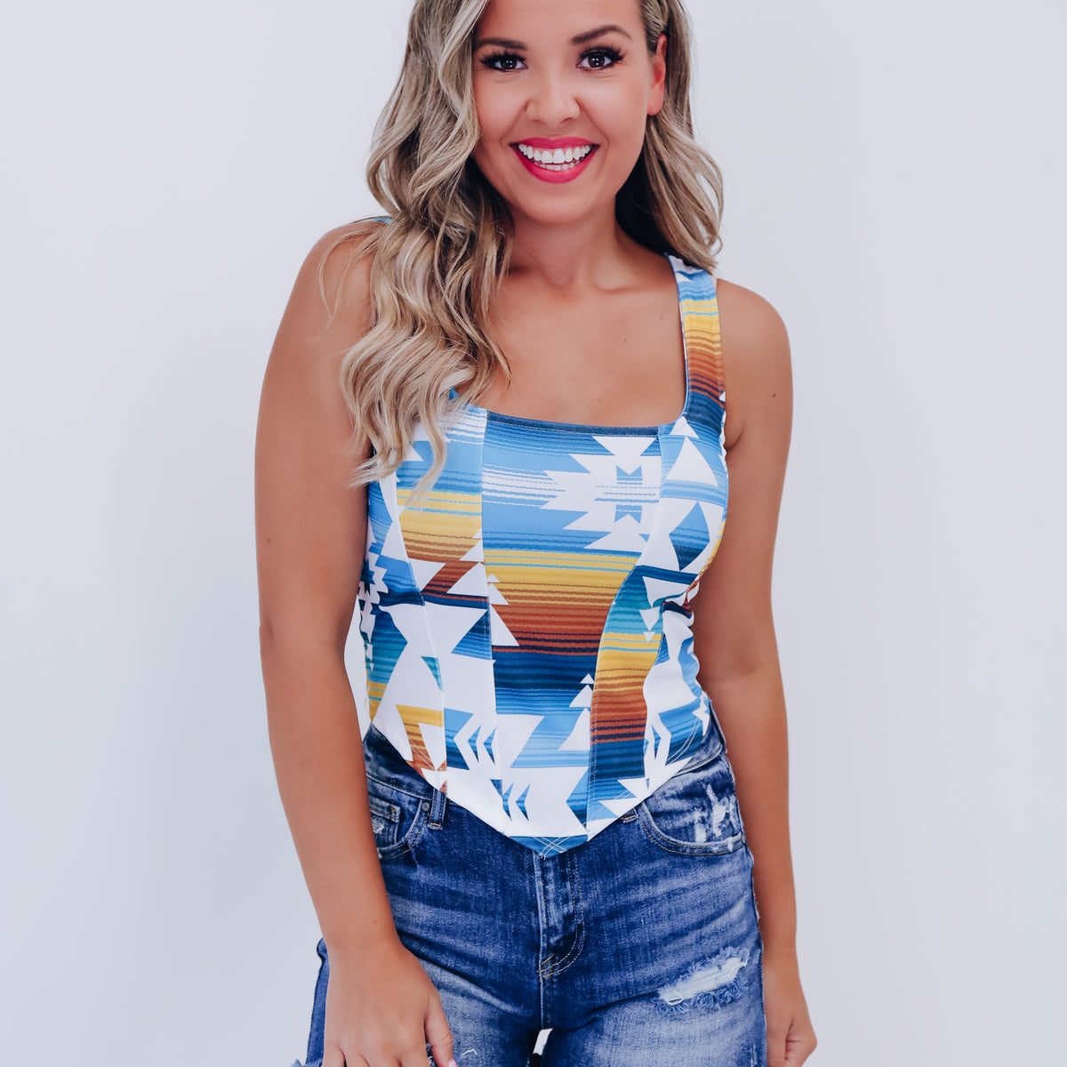 Desert Skies Square Neckline Tie Back Crop Top Chocolate