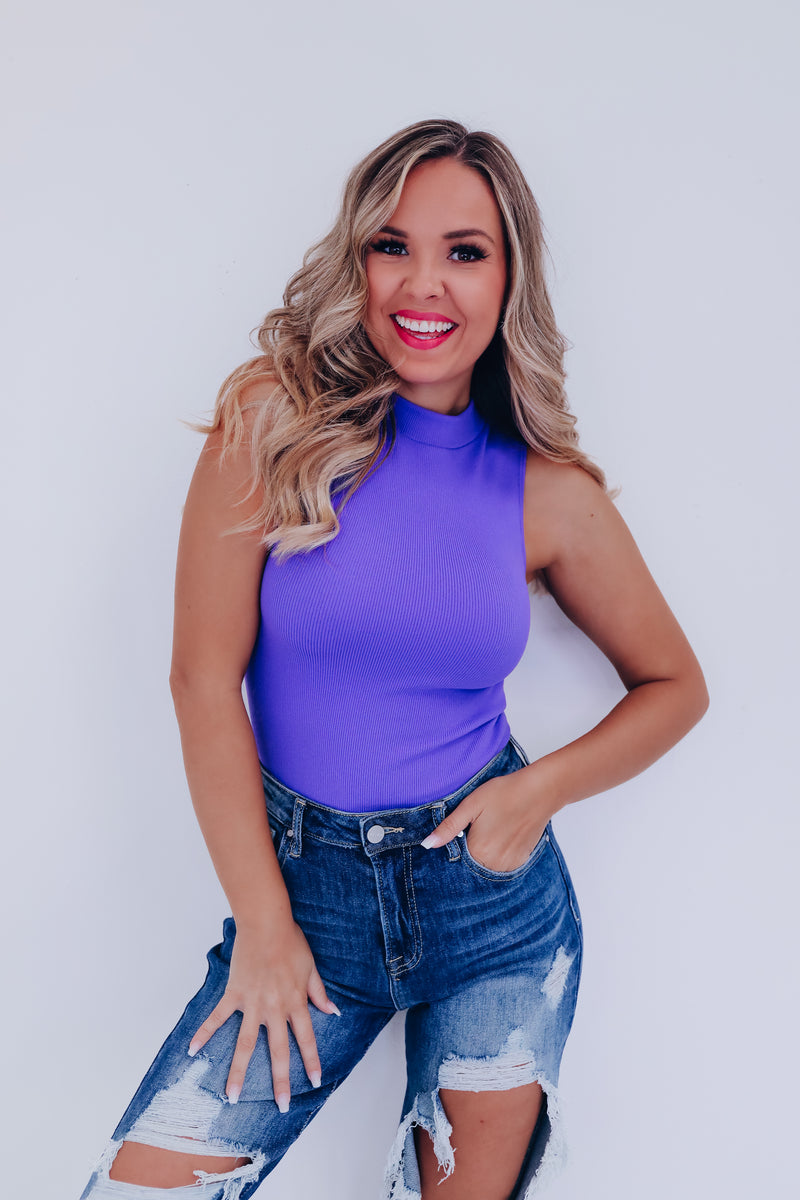 Always Classy Mock Neck Tank Periwinkle Whiskey Darling Boutique