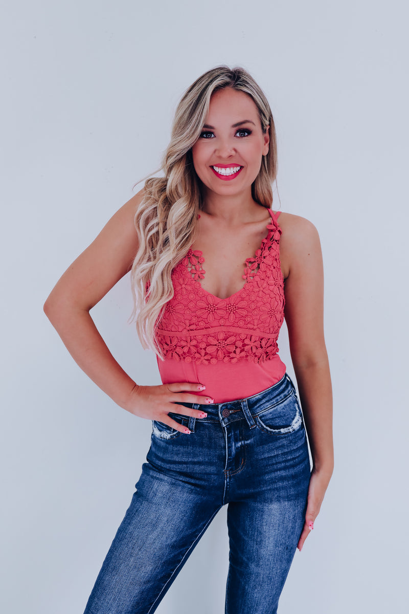 Dainty Daisy Crochet Tank Pink Whiskey Darling Boutique