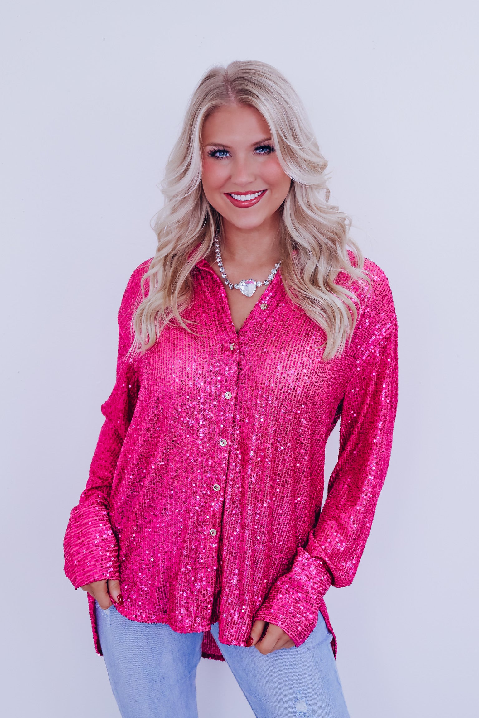 pink glitter mesh top