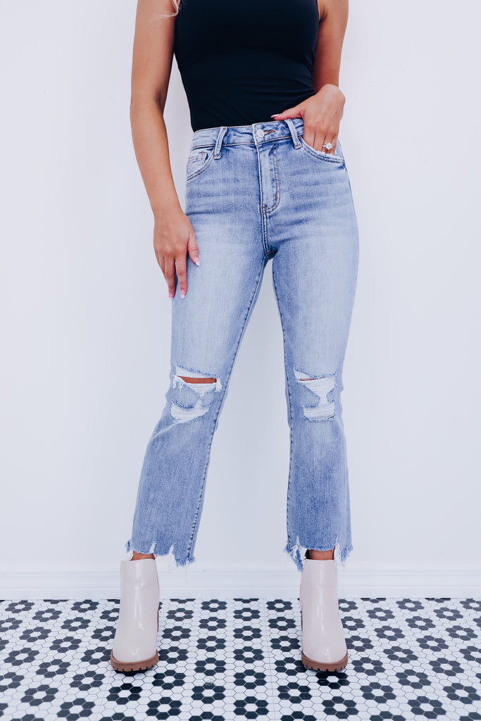 Get With The Flare Sweetie Ripped Flare Jeans – Heliah's Boutique