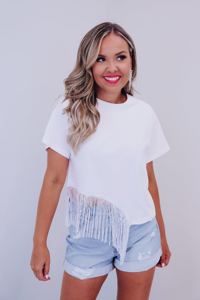 On The Border Fringe Crop Top - White! – Whiskey Darling Boutique