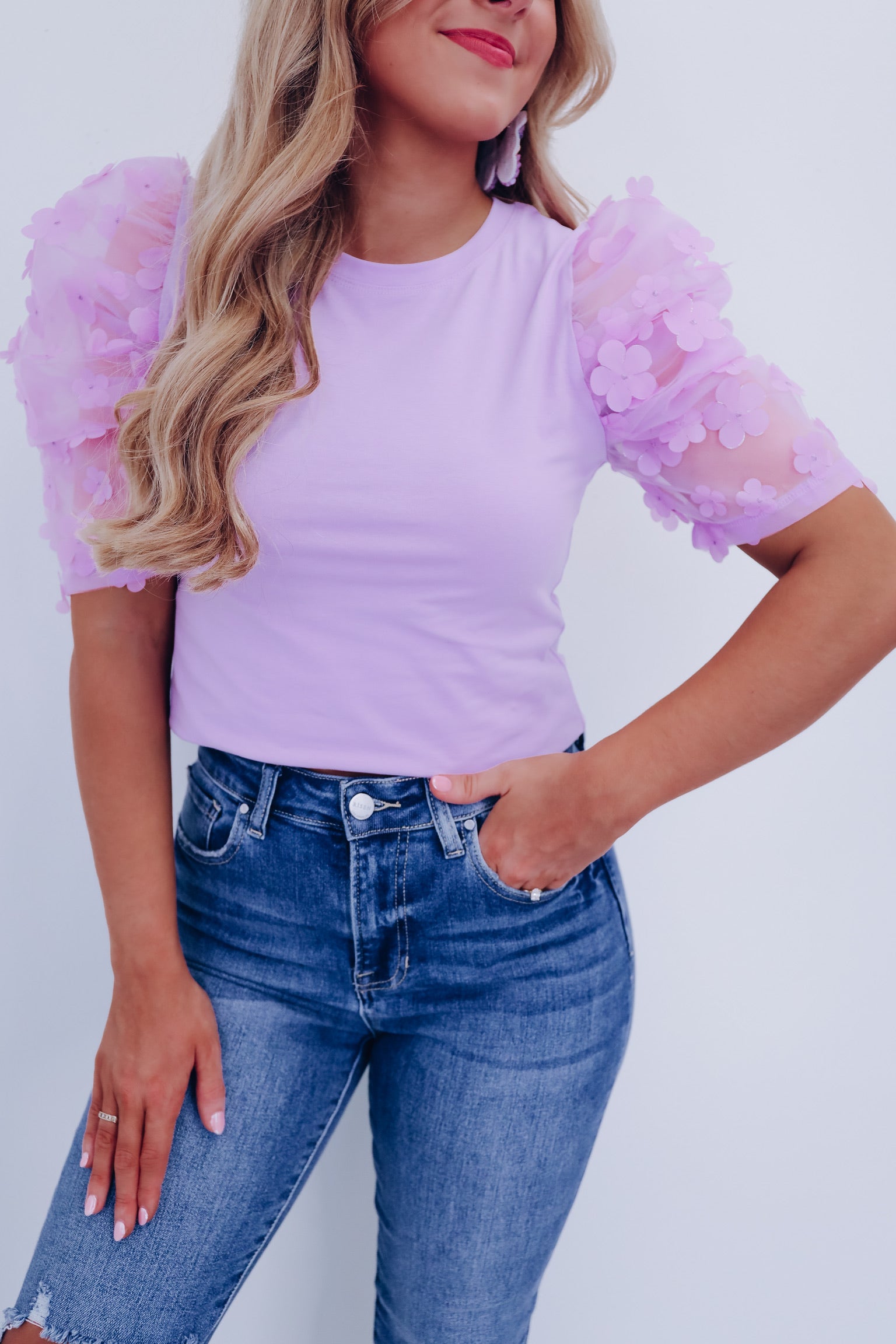 sheer lavender top