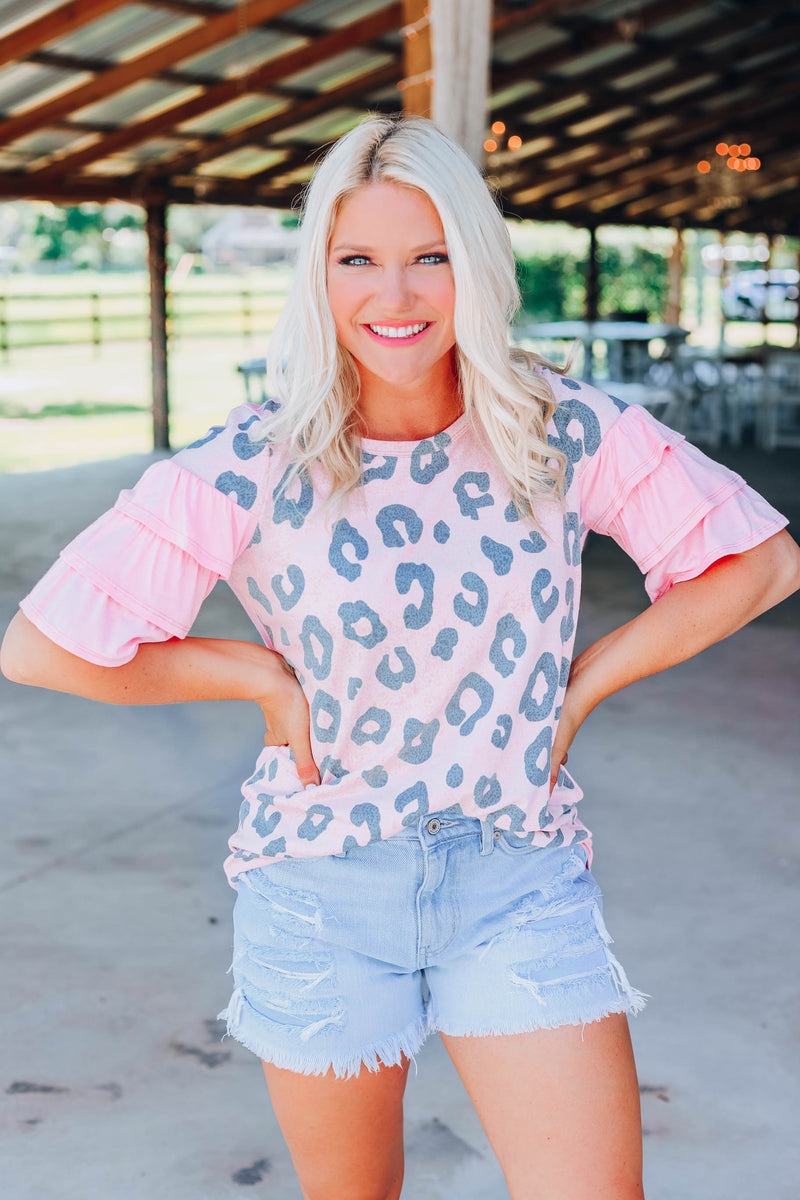 Blushing Leopard Top – Whiskey Darling Boutique