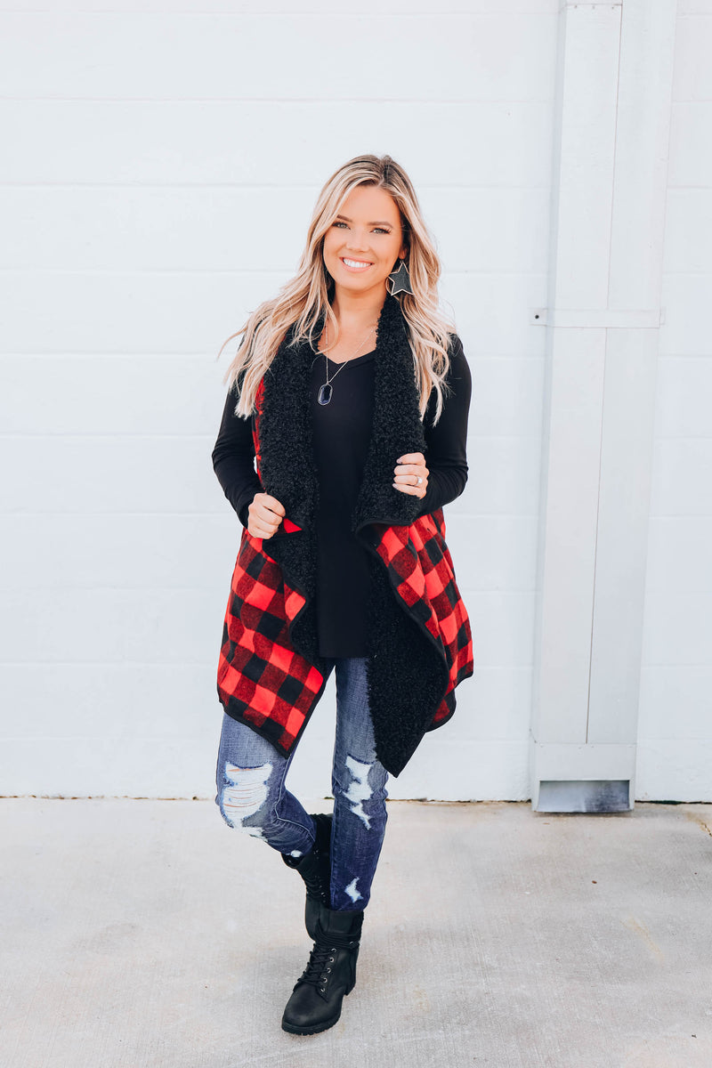 Barn Red Buffalo Plaid Vest – Whiskey Darling Boutique