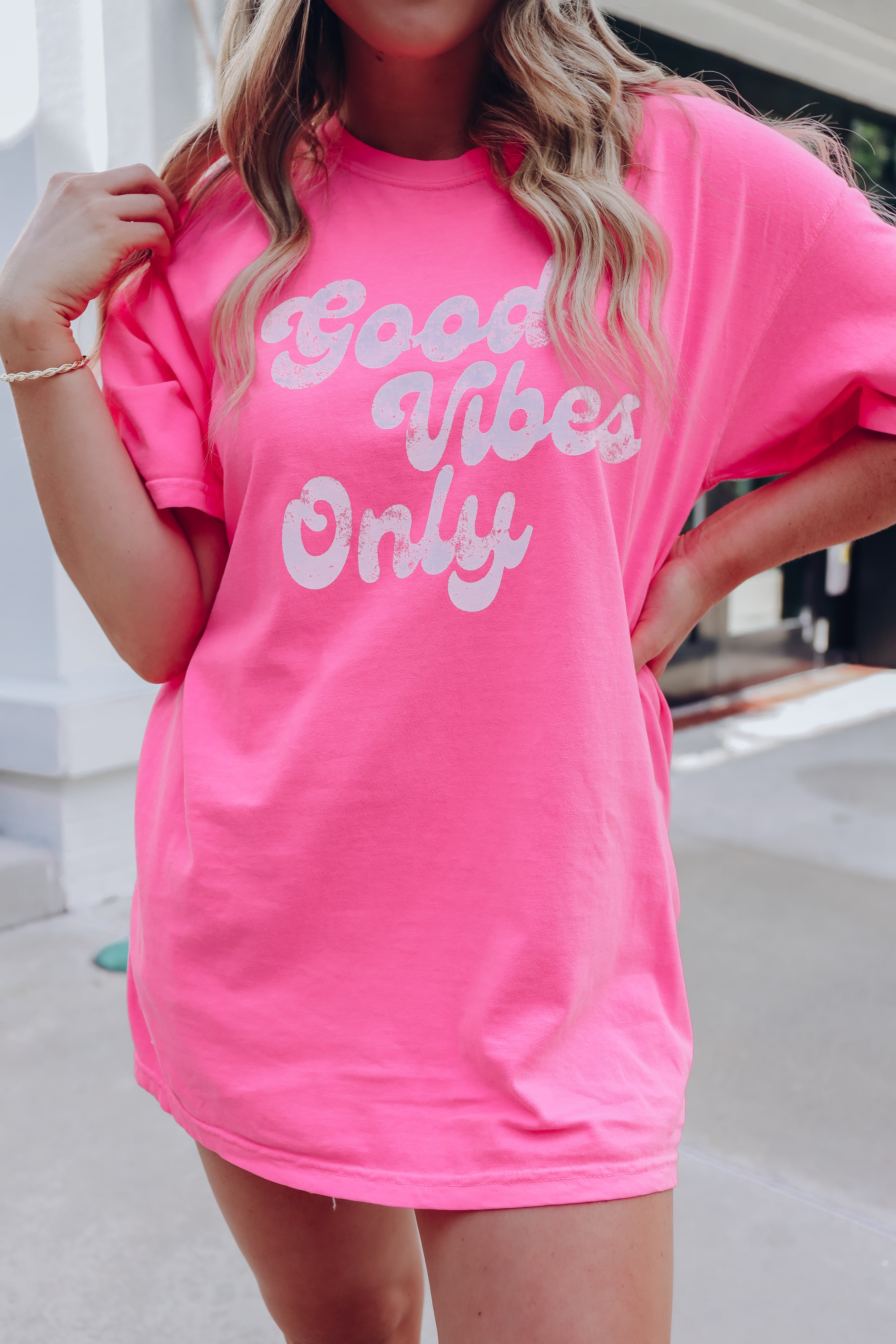 Pink Crystal Good Vibes T-Shirt main image 1