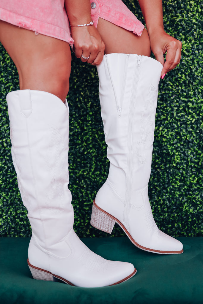 Oakley Western Knee High Boot - White – Whiskey Darling Boutique